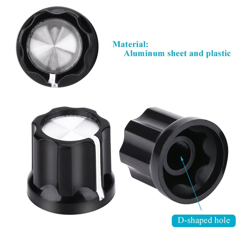 Dilwe 10PCS D Shape Shaft Knobs Aluminum Alloy Volume Control Potentiometer Caps for Electric Guitar Bass Amp Replacement Parts - Image 3